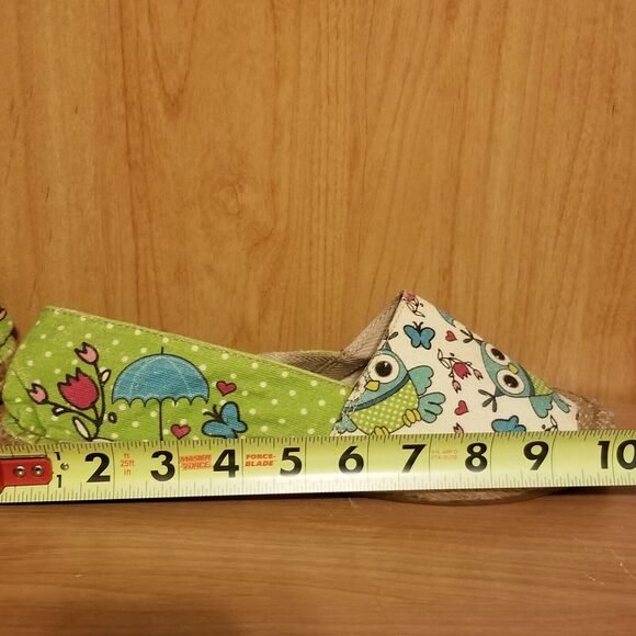 Cotto Owl Canvas Slip On Shoes Espadrille Flats Sz 8.5 Euro 40 Green - Picture 10 of 14